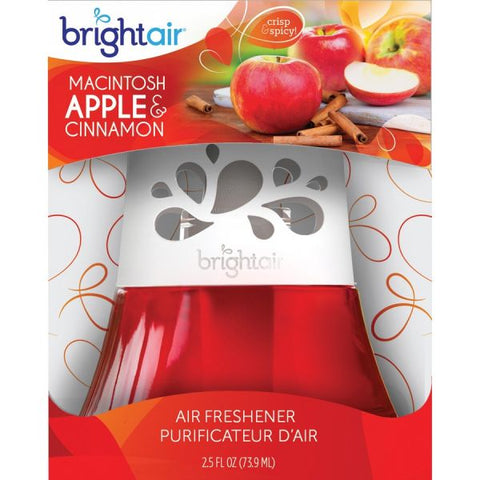 BRIGHT Air Scented Oil Air Freshener, Macintosh Apple and Cinnamon, Red, 2.5oz, 6/Carton