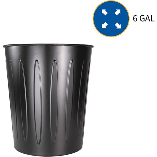 Genuine Joe Steel 6 Gallon Fire-safe Trash Can 13" Diameter - 14" Height - 6 Gallon Capacity - Steel - Black