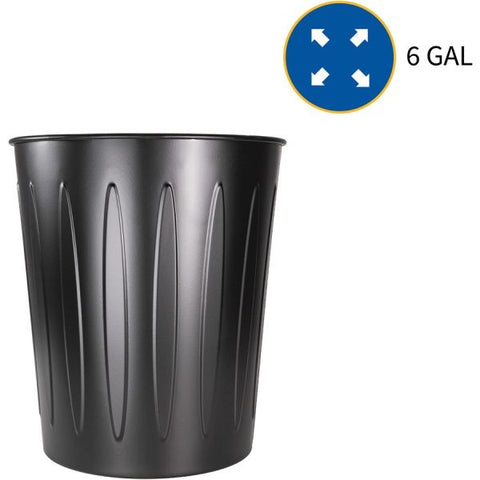 Genuine Joe Steel 6 Gallon Fire-safe Trash Can 13" Diameter - 14" Height - 6 Gallon Capacity - Steel - Black