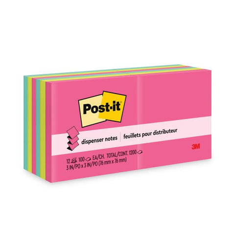 Post-it Dispenser Notes Original Pop-up Refill Value Pack, 3 x 3, (8) Poptimistic Collection Colors, (4) Canary Yellow, 100 Sheets/Pad, 12 Pads/Pack