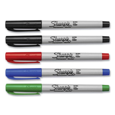 Sharpie Ultra Fine Tip Permanent Marker, Extra-Fine Needle Tip, Assorted Colors, 5/Set