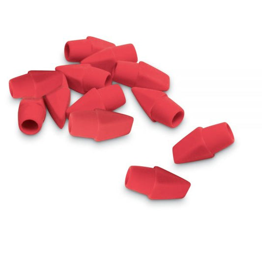 Eraser Caps, Red, Pack Of 12 Eraser Caps