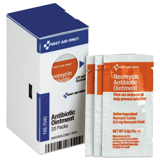 First Aid Only Refill for SmartCompliance General Cabinet, Antibiotic Ointment, 0.9g Packet, 20/Box