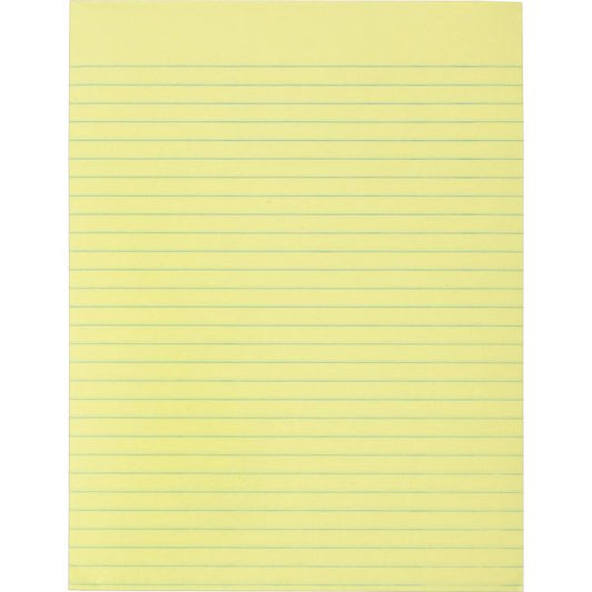 Business Source Glued Top Ruled Memo Pads - Letter 8.50" x 11" - Wide Ruled - 50 Sheets/Pad - 12 Pads - Canary