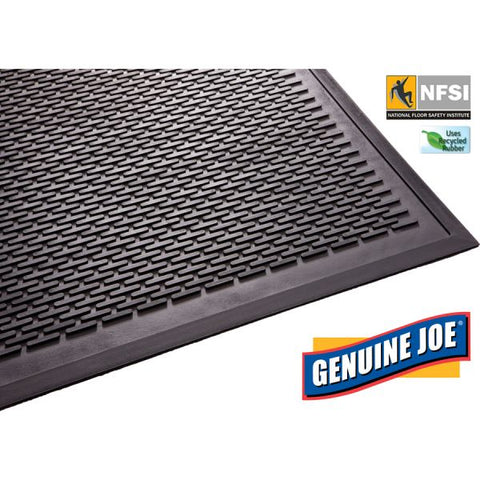 Genuine Joe Scraper Outdoor Floor Mat 36" x 60" - Rubber - Black