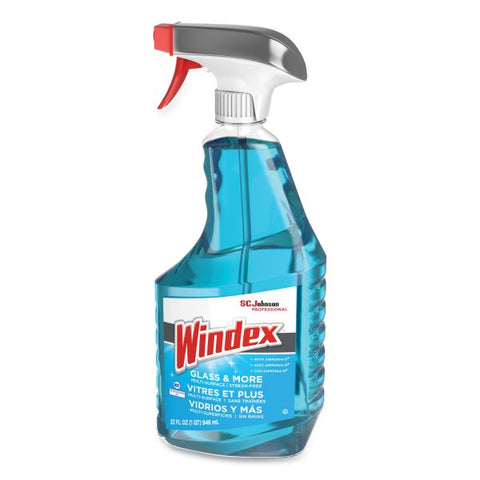 Windex Ammonia-D Glass Cleaner, Fresh, 32 oz Spray Bottle, 8/Carton Spray - 32 fl oz (1 quart) - 8 / Carton - Blue