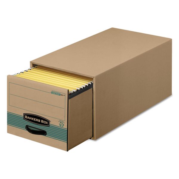 Bankers Box STOR/DRAWER STEEL PLUS Extra Space-Savings Storage Drawers, Letter Files, 14" x 25.5" x 11.5", Kraft/Green, 6/Carton