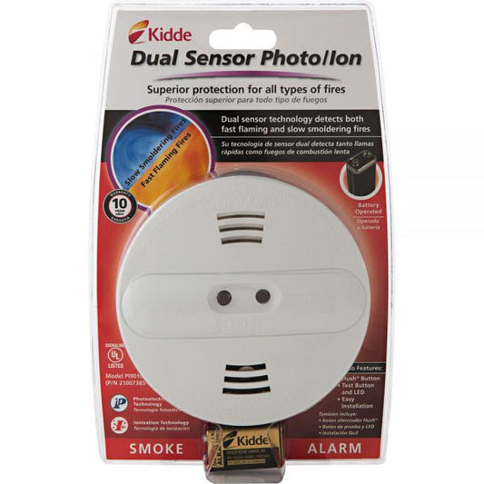 Kidde Dual-sensor Smoke Alarm 9 V - Audible, Visual - White