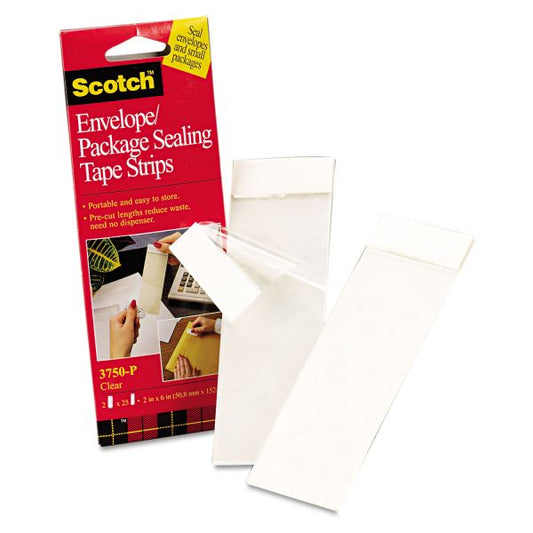 Scotch Envelope/Package Sealing Tape Strips, 2" x 6", Clear, 50/Pack