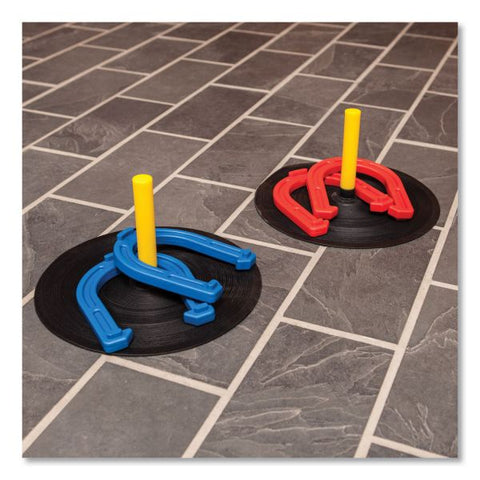 Champion Sports Indoor/Outdoor Rubber Horseshoe Set, 4 Rubber Horseshoes, 2 Rubber Mats, 2 Plastic Dowels