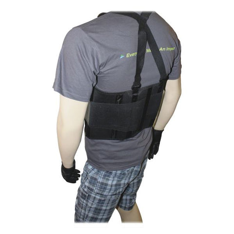 Impact ProGuard Standard Lumbar Back Brace Fits Waist Size 48"-58" - 7" Back Panel - Adjustable Suspenders - Nylon Material - Black