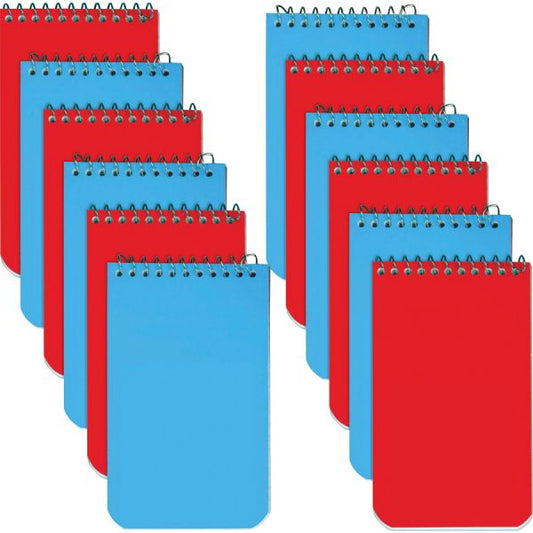 Rediform Wirebound Memo Notebooks 3" x 5" Size - Ruled - Wire Binding - White Paper - Assorted Cover Colors - 60 Sheets/ Notebook - 12 Notebooks