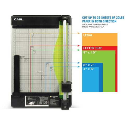 CARL Heavy-Duty Rotary 15" Paper Cutter 14.5" x 24.75" - 36 Sheet Capacity - 15" Cutting Length - Metal Base - Carbide Blade - Gray