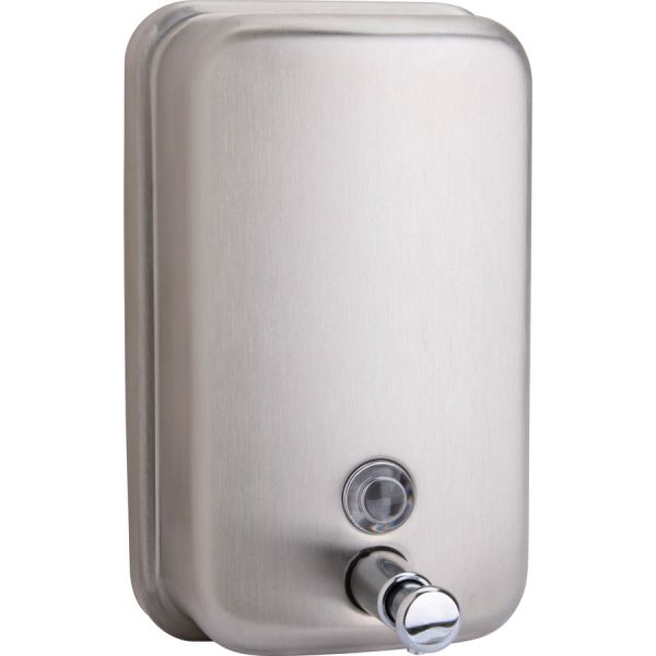 Genuine Joe Liquid/Lotion Soap Dispenser Manual - 31.50 fl oz Capacity - Corrosion Resistant, Wall Mountable, Rust Proof - Stainless Steel - 1Each