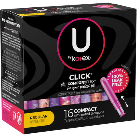 Kimberly-Clark U by Kotex Click Tampon Regular 1 Each - Anti-leak, Fragrance-free, Comfortable, Unscented