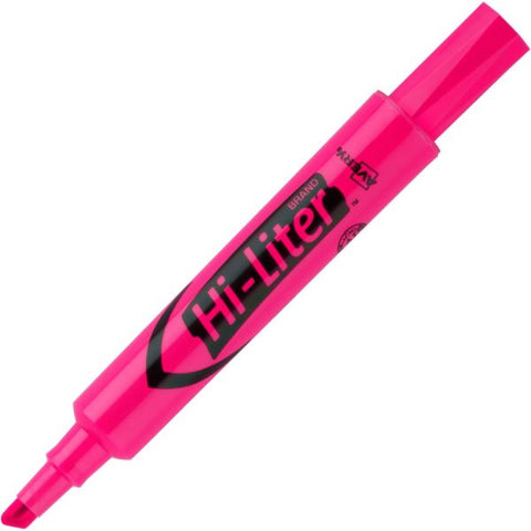 Avery HI-LITER Desk-Style Highlighters, Fluorescent Pink Ink, Chisel Tip, Pink/Black Barrel, Dozen