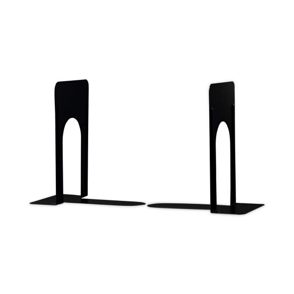 Universal Economy Bookends, Nonskid, 5.88 x 8.25 x 9, Heavy Gauge Steel, Black, 1 Pair