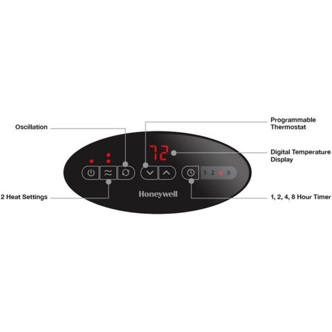 Honeywell Digital Tower Heater, 1,500 W, 10.12 x 8 x 23.25, Black