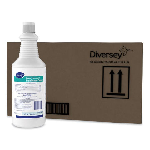 Diversey Crew Neutral Non-Acid Bowl and Bathroom Disinfectant, 32 oz Squeeze Bottle, 12/Carton