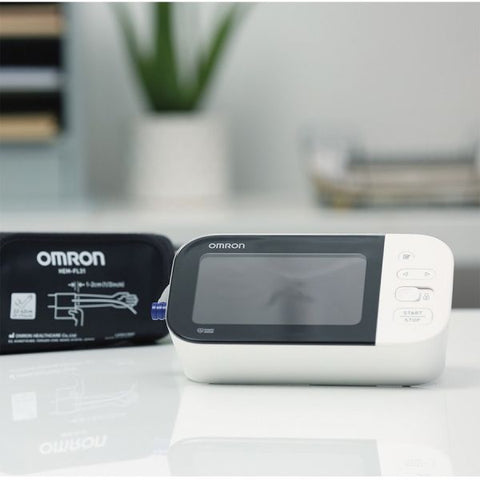 Omron 7 Series Wireless Upper Arm Blood Pressure Monitor For Blood Pressure - Irregular Heartbeat Detection, LCD Display, Memory Storage