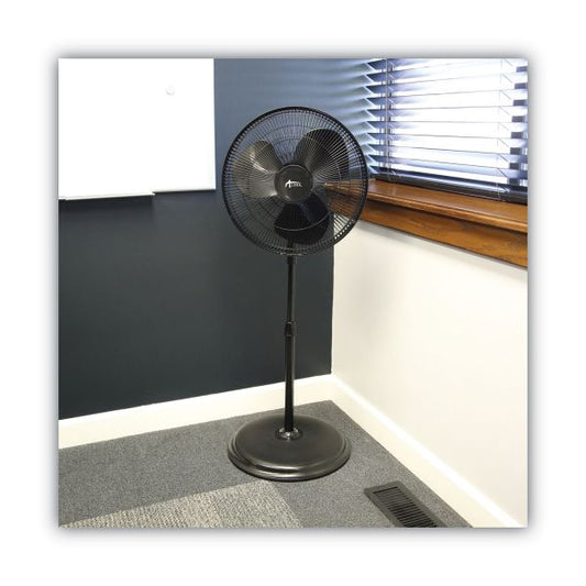 Alera 16" 3-Speed Oscillating Pedestal Stand Fan, Metal, Plastic, Black