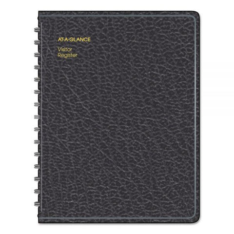 AT-A-GLANCE Visitor Register Book, Black Cover, 10.88 x 8.38 Sheets, 60 Sheets/Book