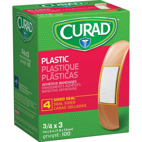 Curad General Purpose Bandages, 3/4"x3", 100/Box