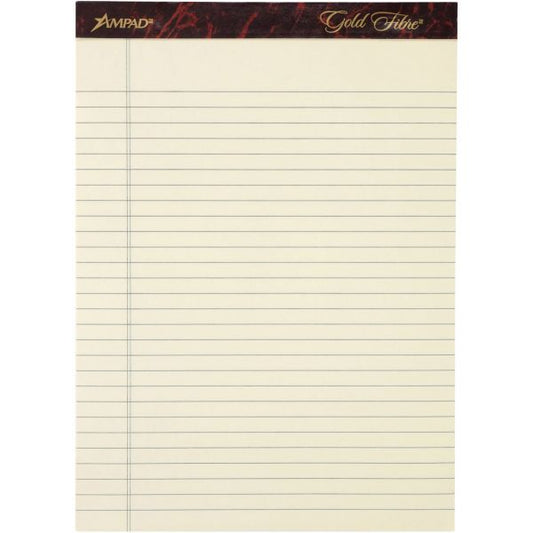 Ampad Gold Fibre Legal Rule Retro Writing Pads 8 1/2" x 11 3/4" - Legal Ruled - Perforated - Ivory - 50 Sheets/ Pad - 4 Pads