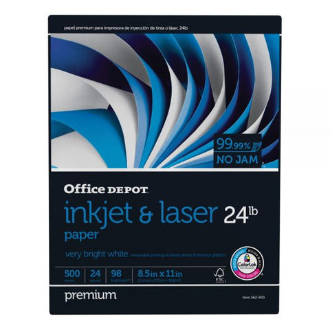 Inkjet & Laser Paper, Letter Size (8 1/2" x 11"), 24 Lb, 98 Bright, Ream Of 500 Sheets