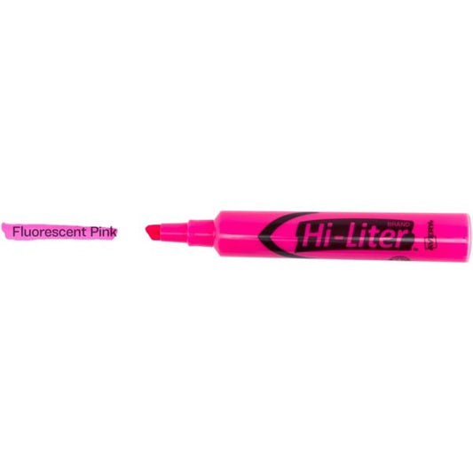 Avery HI-LITER Desk-Style Highlighters, Fluorescent Pink Ink, Chisel Tip, Pink/Black Barrel, Dozen