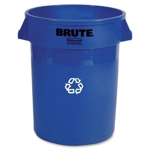 Rubbermaid Commercial Brute 32-Gallon Vented Recycling Container 27.3" Height - 32 Gallon Capacity - Plastic - Blue