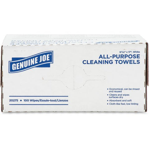 Genuine Joe All-Purpose Cleaning Towels 9.5" x 16.5" - 100/ Pack - White