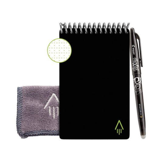 Rocketbook Mini Notepad, Black Cover, Dot Grid Rule, 3 x 5.5, White, 24 Sheets