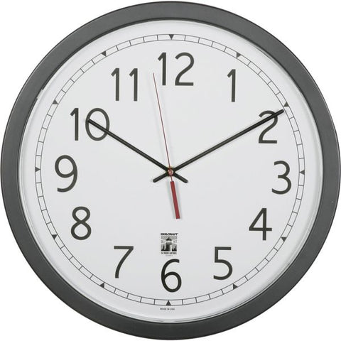 SKILCRAFT Round Self Set Wall Clock 16.5" Diameter - Analog - Quartz - Requires 1 "AA" Battery