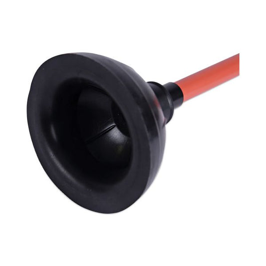 Boardwalk Toilet Plunger, 18" Plastic Handle, 5.63" dia, Red/Black