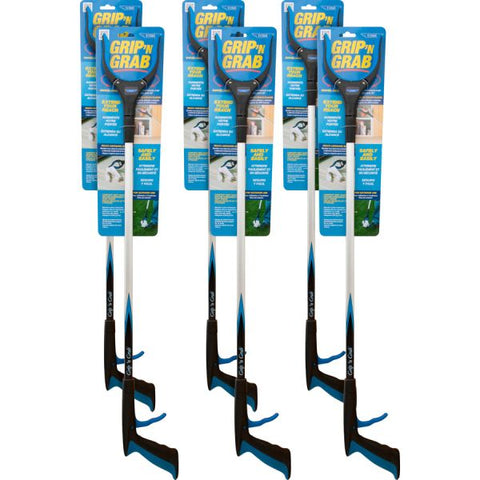 Ettore Grip 'n Grab Multipurpose Pickup Tool 32" Reach - Lightweight, Rust Proof, Articulating Head, Comfortable Handle - Aluminum, Plastic, Rubber - Blue - 6 / Carton