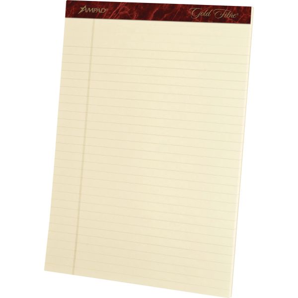 Ampad Gold Fibre Legal Rule Retro Writing Pads 8 1/2" x 11 3/4" - Legal Ruled - Perforated - Ivory - 50 Sheets/ Pad - 4 Pads