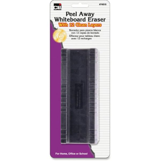 Charles Leonard Peel-Away Dry Erase Board Eraser with 12 Disposable Pads, Felt, 5" Peel-Away® eraser features twelve layers of felt pads that peel away as needed.