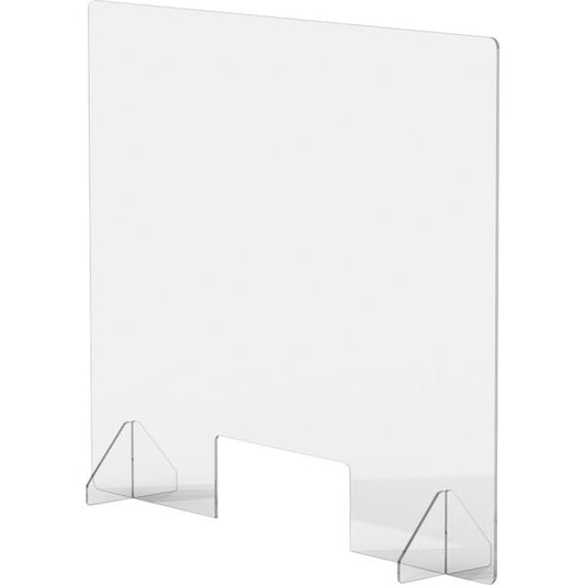 Lorell Social Distancing Barrier w/Cutout 36" Width x 7" Depth x 30" Height - 1 Each - Clear - Acrylic