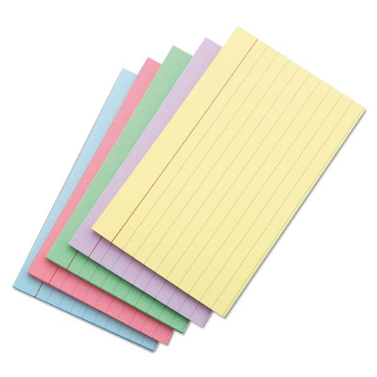 Universal Index Cards, Ruled, 4 x 6, Assorted, 100/Pack