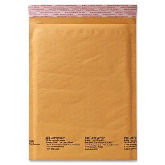 Sealed Air Jiffylite Self-Seal Bubble Mailer, #2, Barrier Bubble Air Cell Cushion, Self-Adhesive Closure, 8.5 x 12, Brown Kraft, 100/CT