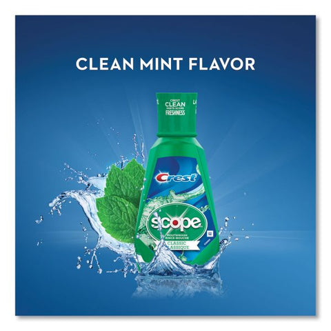 Crest + Scope Mouth Rinse, Classic Mint, 1 L Bottle, 6/Carton