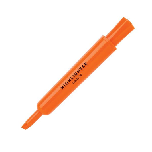 Chisel-Tip Highlighter, 100% Recycled Plastic, Fluorescent Orange, Pack Of 12