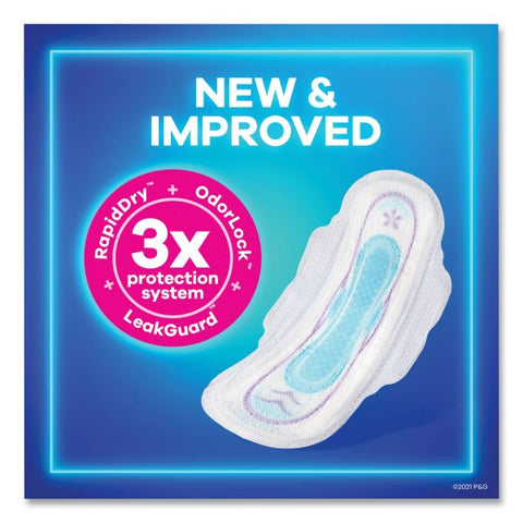 Always Ultra Thin Pads with Wings, Size 2, Long, Super Absorbent, 32/Pack, 3 Packs/Carton