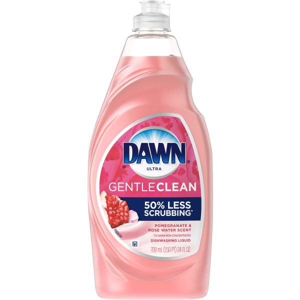 Dawn Gentle Clean Dish Soap Liquid - 24 fl oz (0.8 quart) - Pomegranate & Rose Water Scent - 10 / Carton - Pink