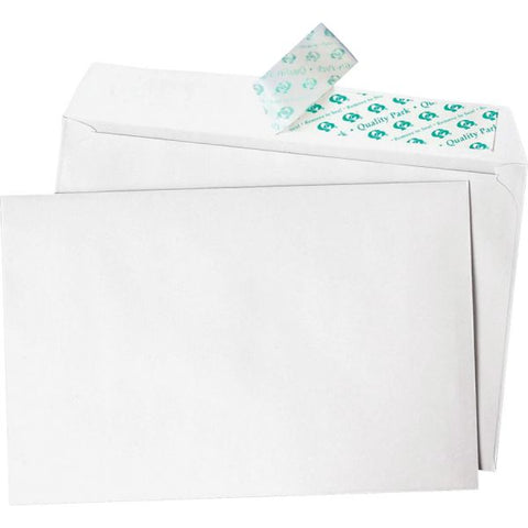 Quality Park White Invitation Envelopes 5.75" x 8.75" (Holds 8 1/2" x 11" Page Folded Into Half) - Peel & Seal - White - 100/ Box