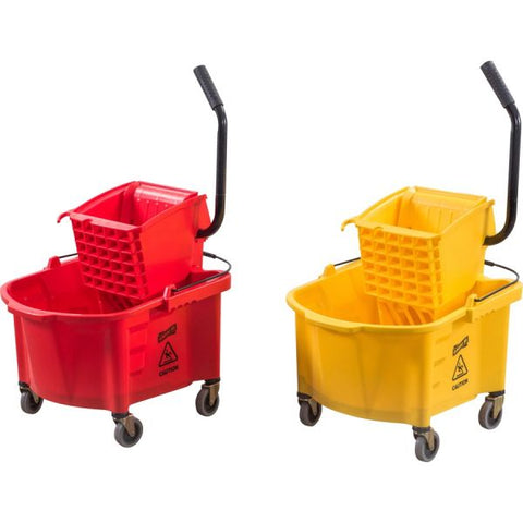 Genuine Joe Mop Bucket with Wringer Combo 6.5 Gallon Capacity - Plastic - Red