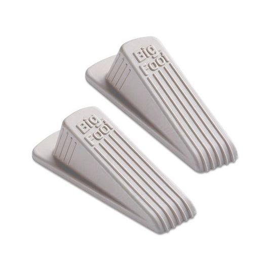 Master Caster Big Foot Doorstop, No Slip Rubber Wedge, 2.25w x 4.75d x 1.25h, Beige, 2/Pack