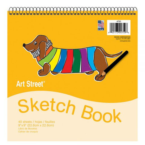 Art Street Sketch Book, 9" x 9", 40 Sheets, White