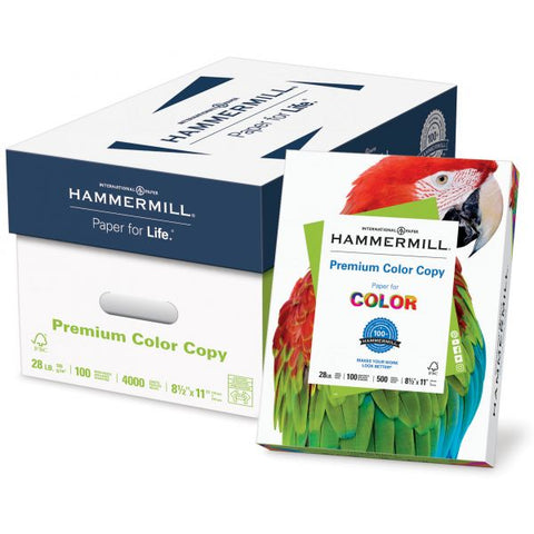 Hammermill Copy Paper, 100 Brightness, 28 lb, 8 1/2 x 11, Photo White, 500 Sheets/Ream